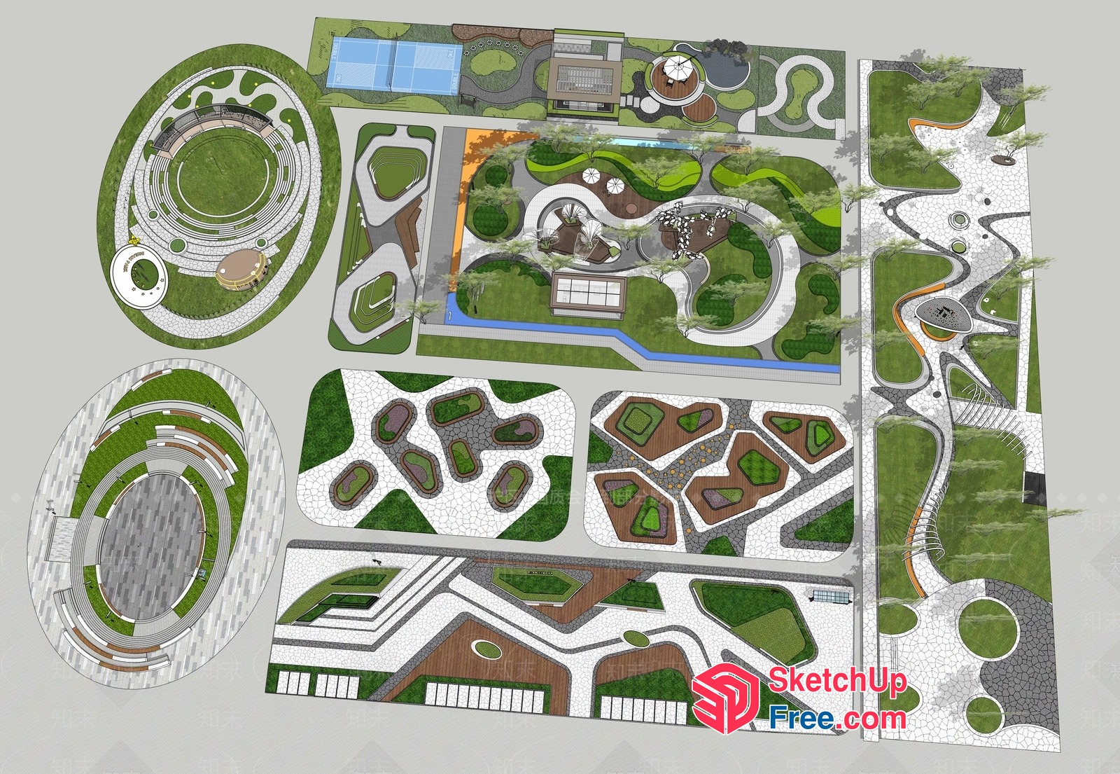 Modern Park Design With Unique Landscaping Features 3D SketchUp File