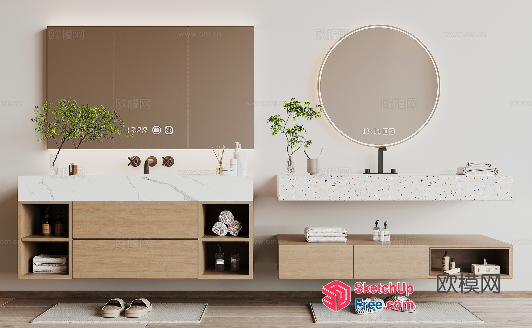 Modern Bathroom Vanity With Storage And Mirror 3D SketchUp File