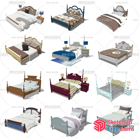 Classic Bed Styles From Around The World 3D SketchUp File