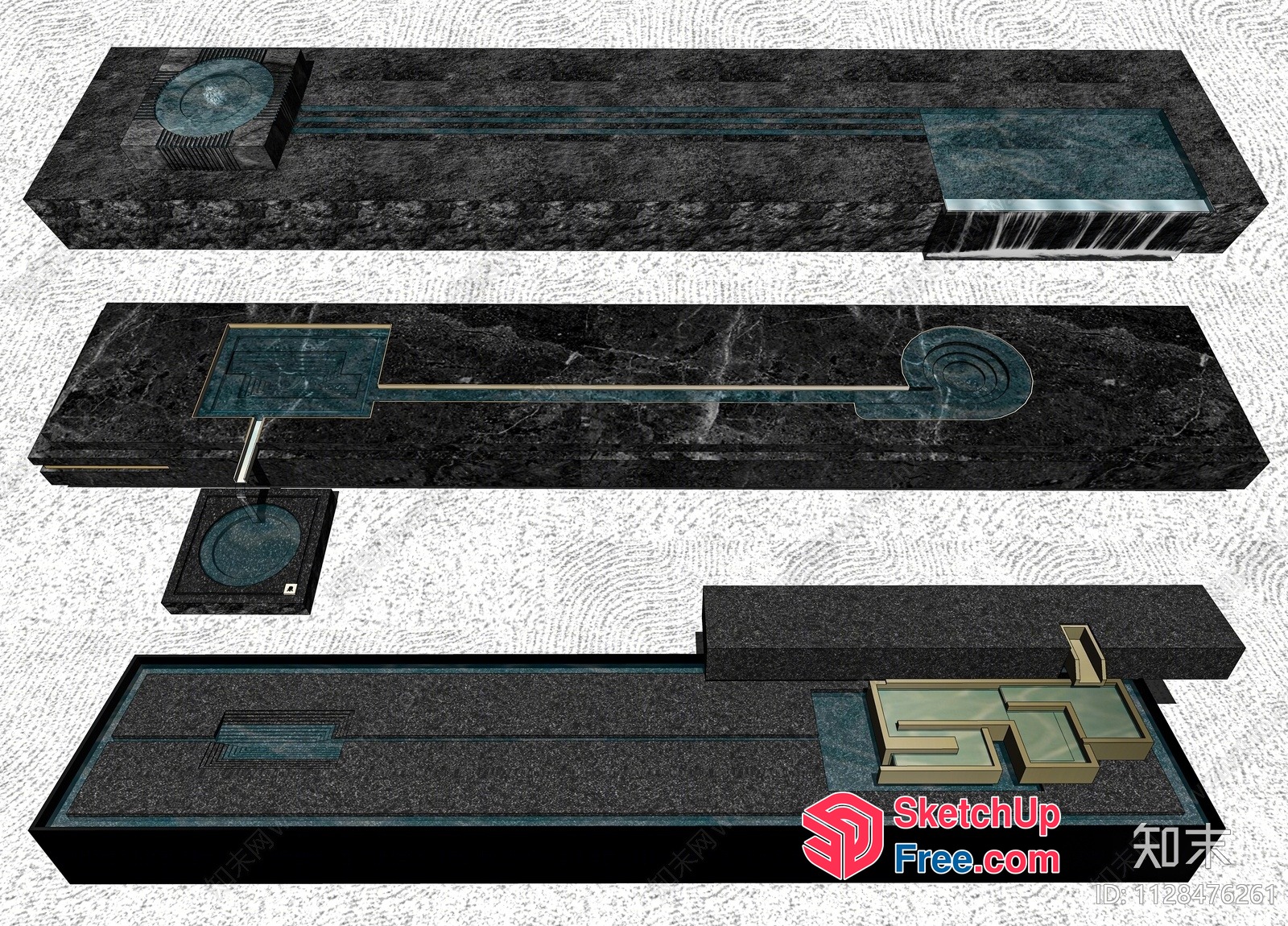 Exterior Building Design With Water Feature 3D SketchUp File