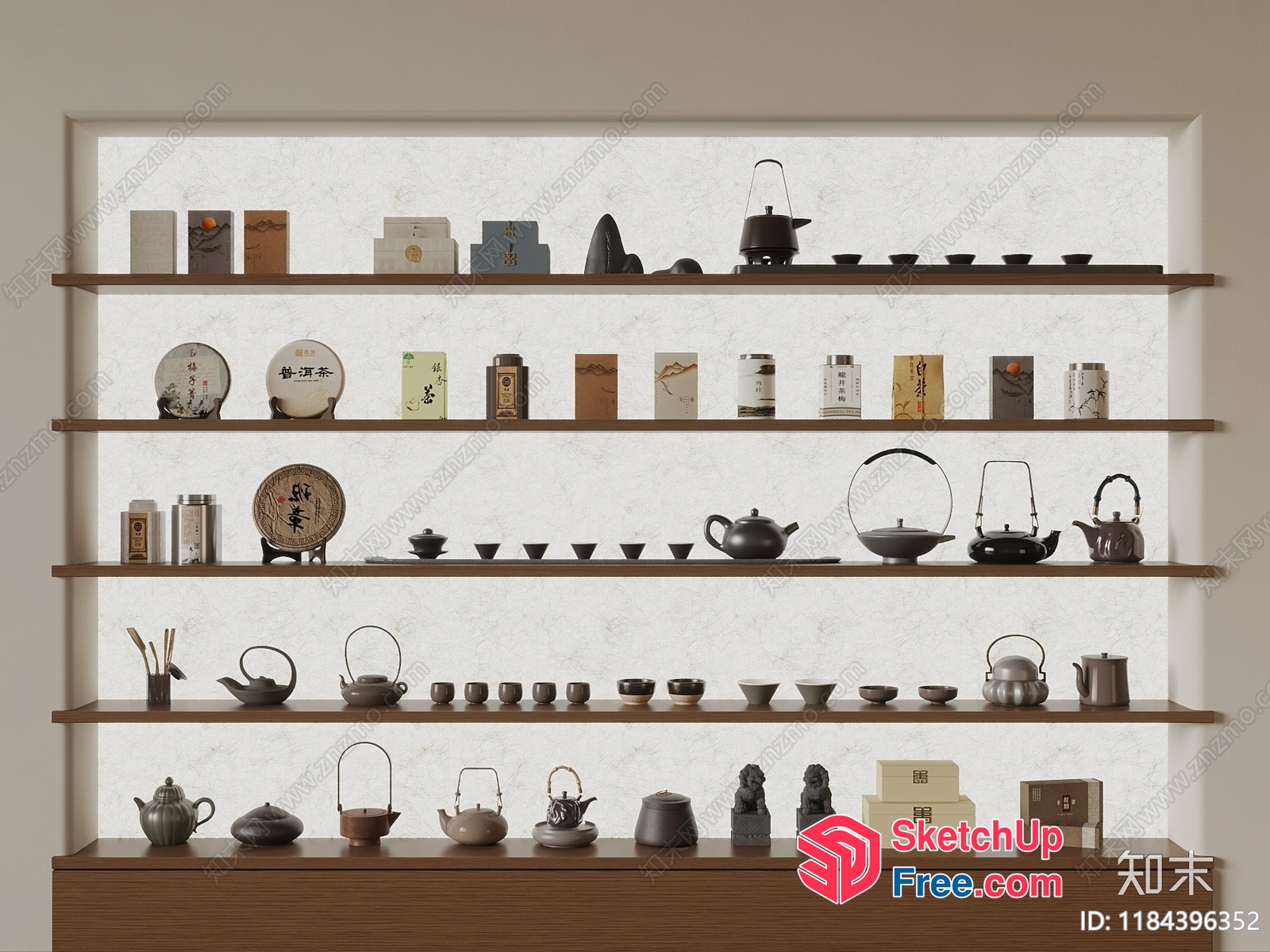 Asian-Inspired Decorative Shelves 3D SketchUp File