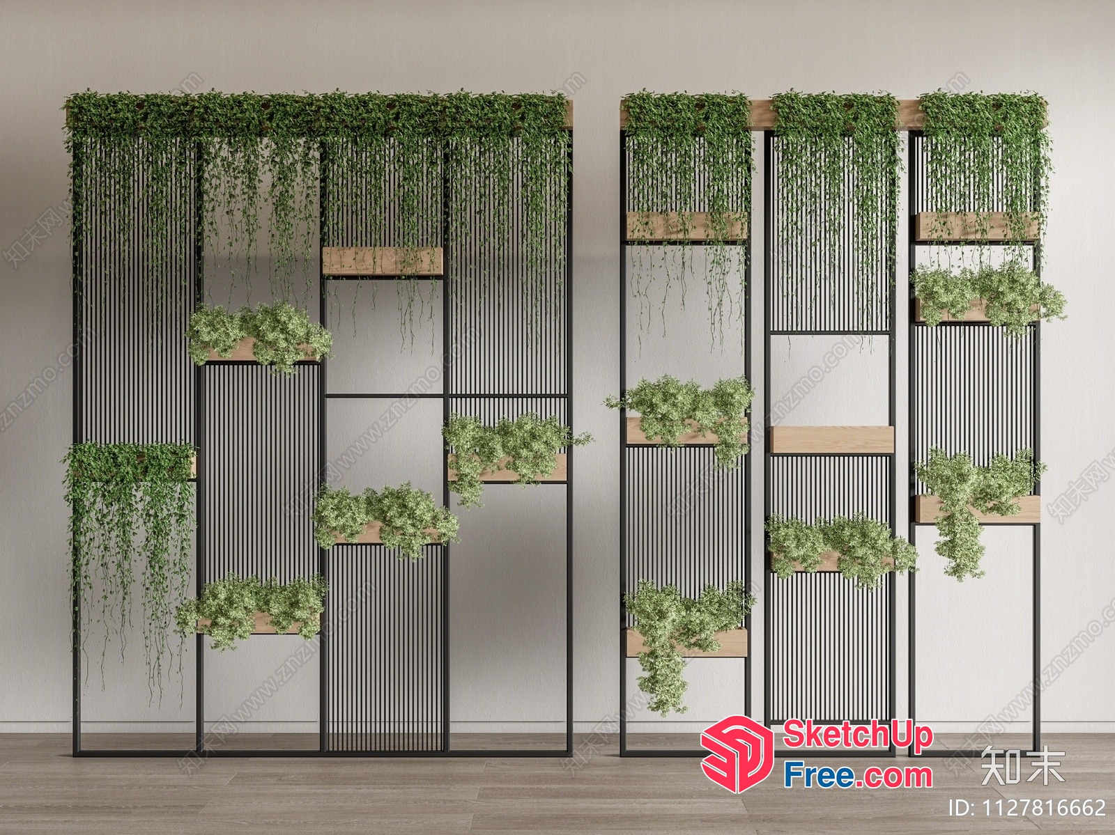 Modern Green Wall Partition 3D SketchUp File