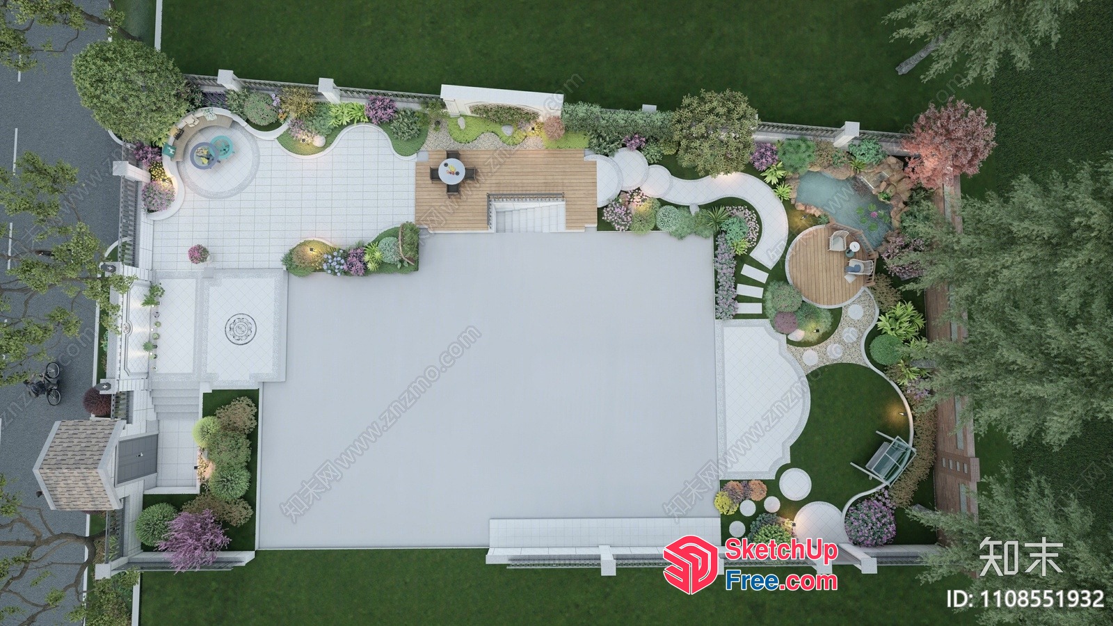 Luxurious Villa Exterior With Elegant Garden 3D SketchUp File