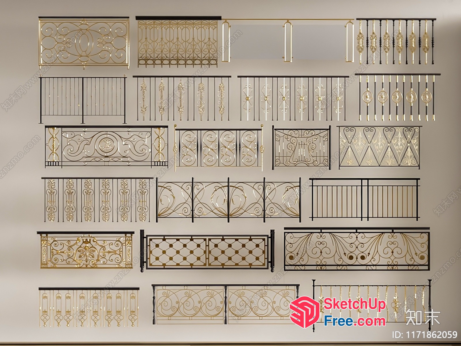 Ornate Metal Railing Designs 3D SketchUp File