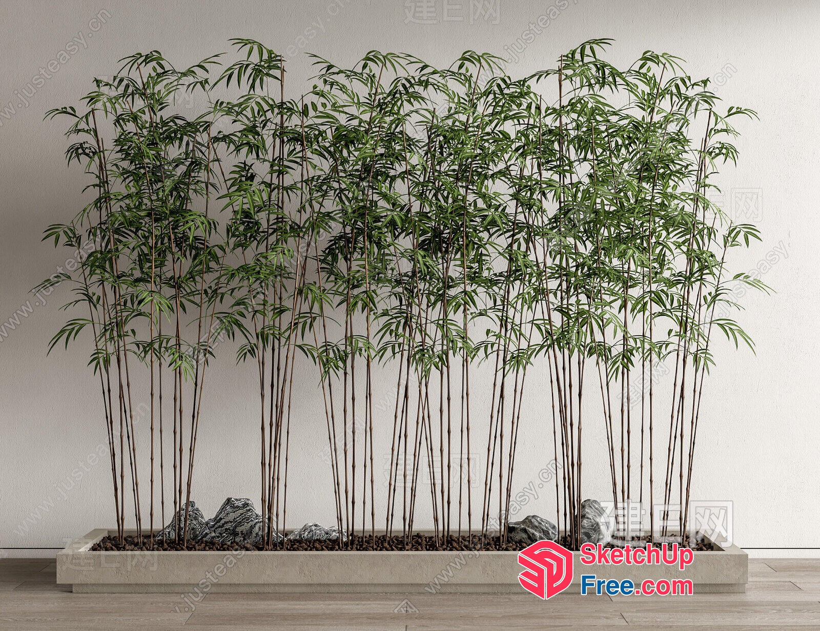 Elegant Indoor Bamboo Arrangement 3D SketchUp File