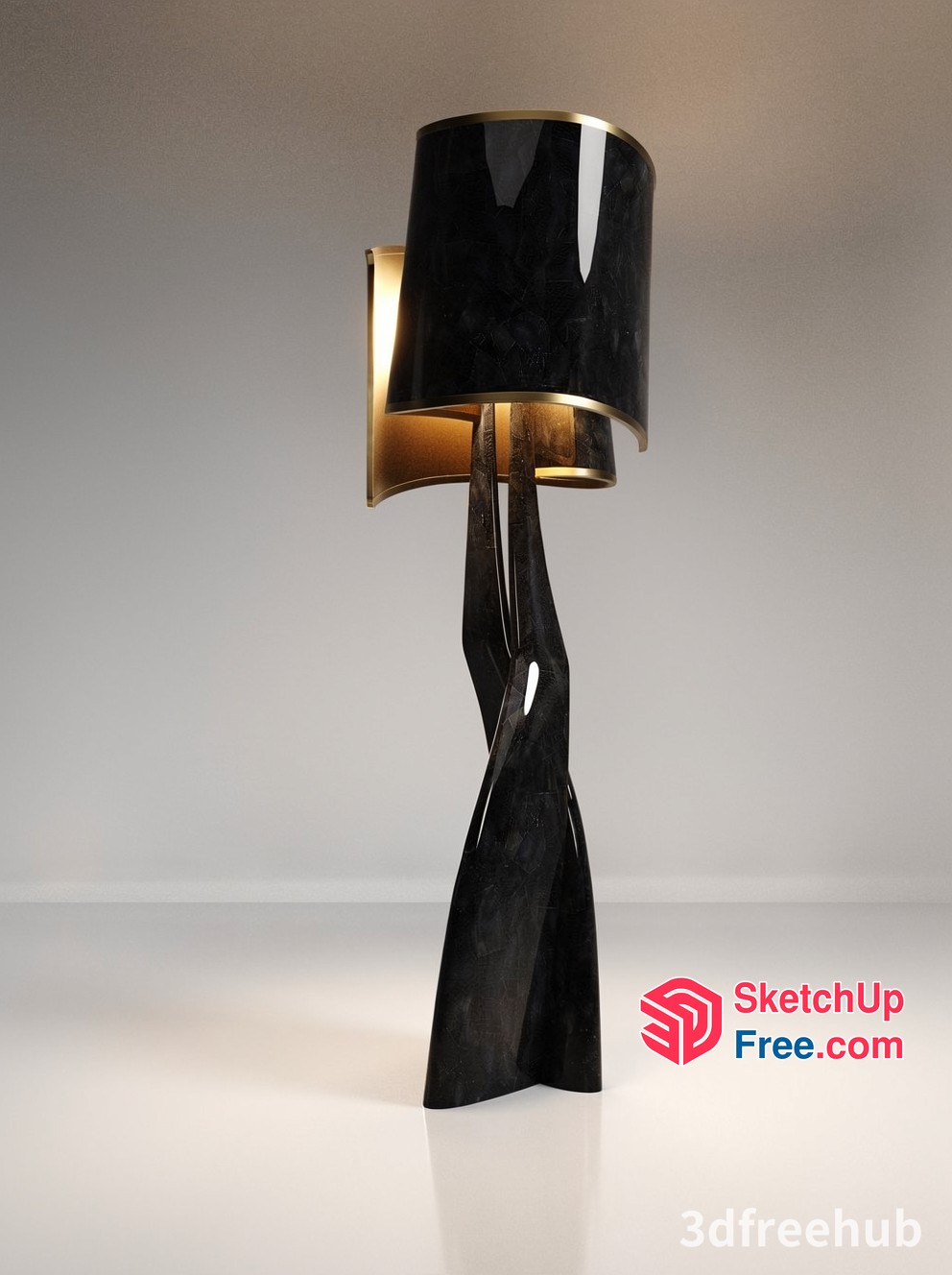 Elegant Table Lamp With Black Shade And Gold Accents 3D SketchUp File