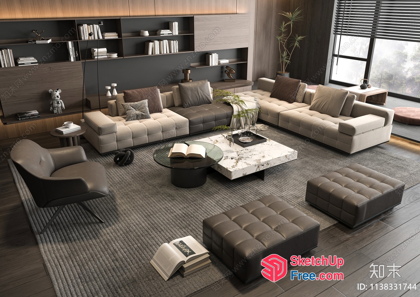 Modern Living Room With Sleek Furniture And Natural Light 3D SketchUp File
