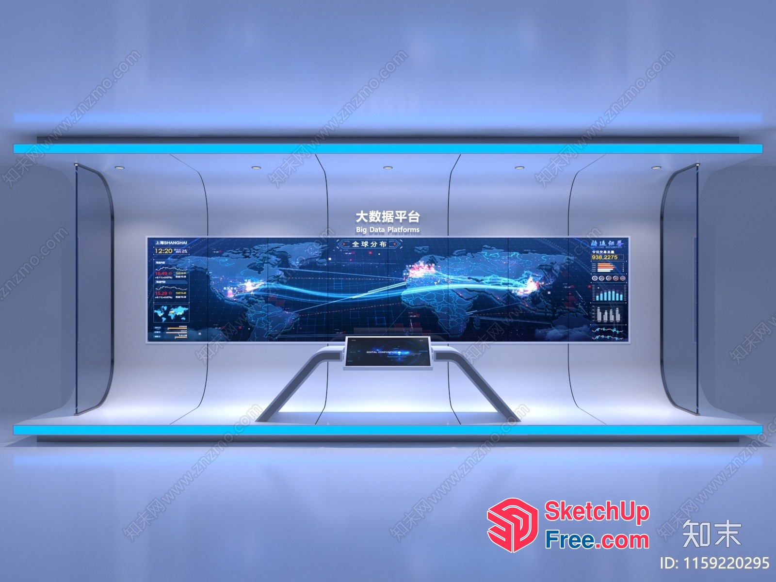 Futuristic Data Visualization Hub 3D SketchUp File