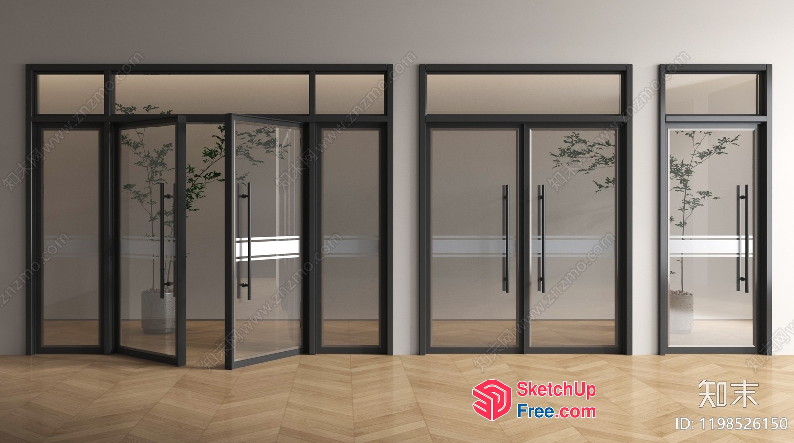 Modern Glass Door And Window Entrance 3D SketchUp File