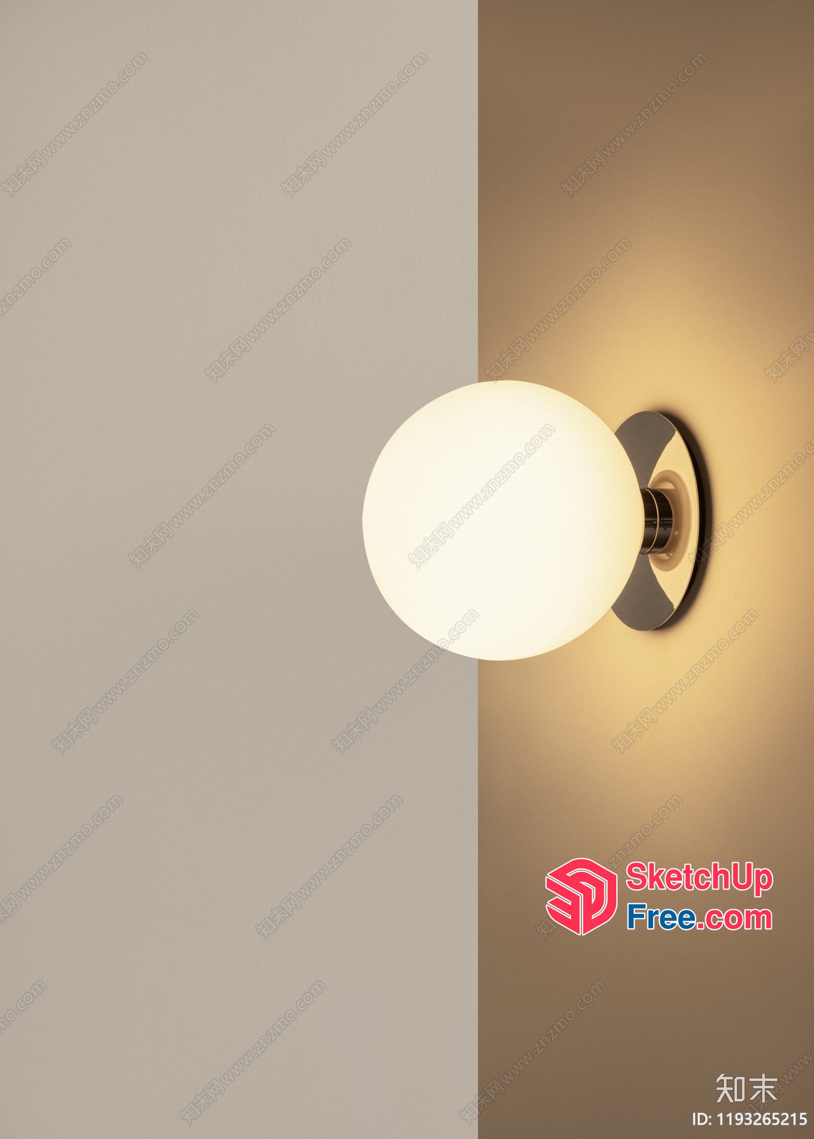 Circular Light Fixture On A Split Wall 3D SketchUp File