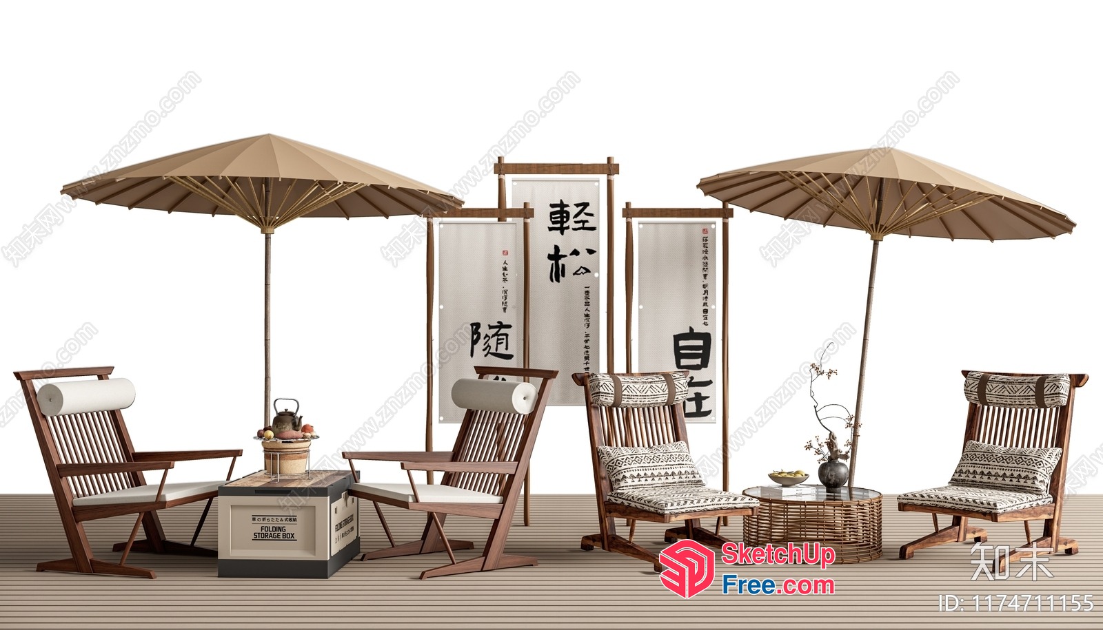 Modern Asian-Inspired Outdoor Living Space 3D SketchUp File