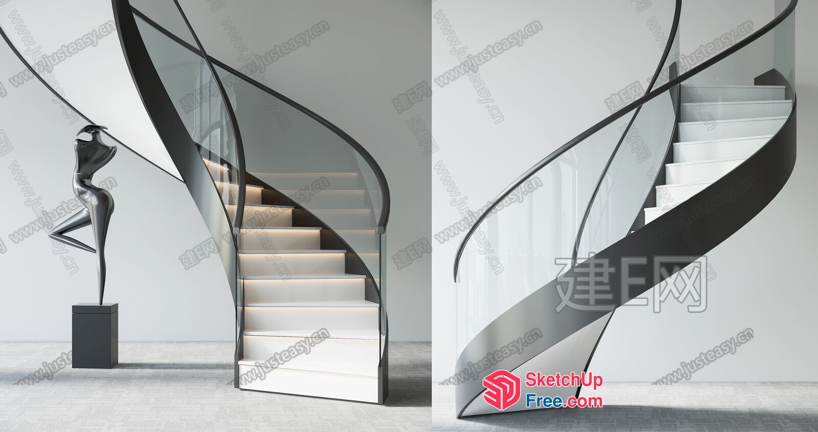 Sleek Modern Spiral Staircase 3D SketchUp File