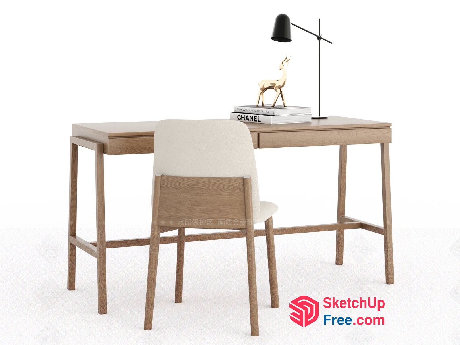 Minimalist Scandinavian Style Office Desk And Chair 3D SketchUp File
