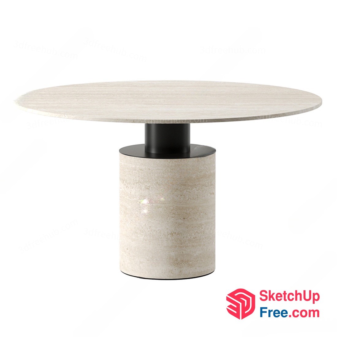 Round Table With Marble Top And Base 3D SketchUp File