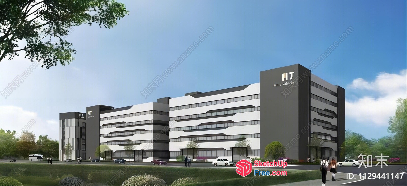 Modern Office Building With A Sleek Design And Large Windows 3D SketchUp File