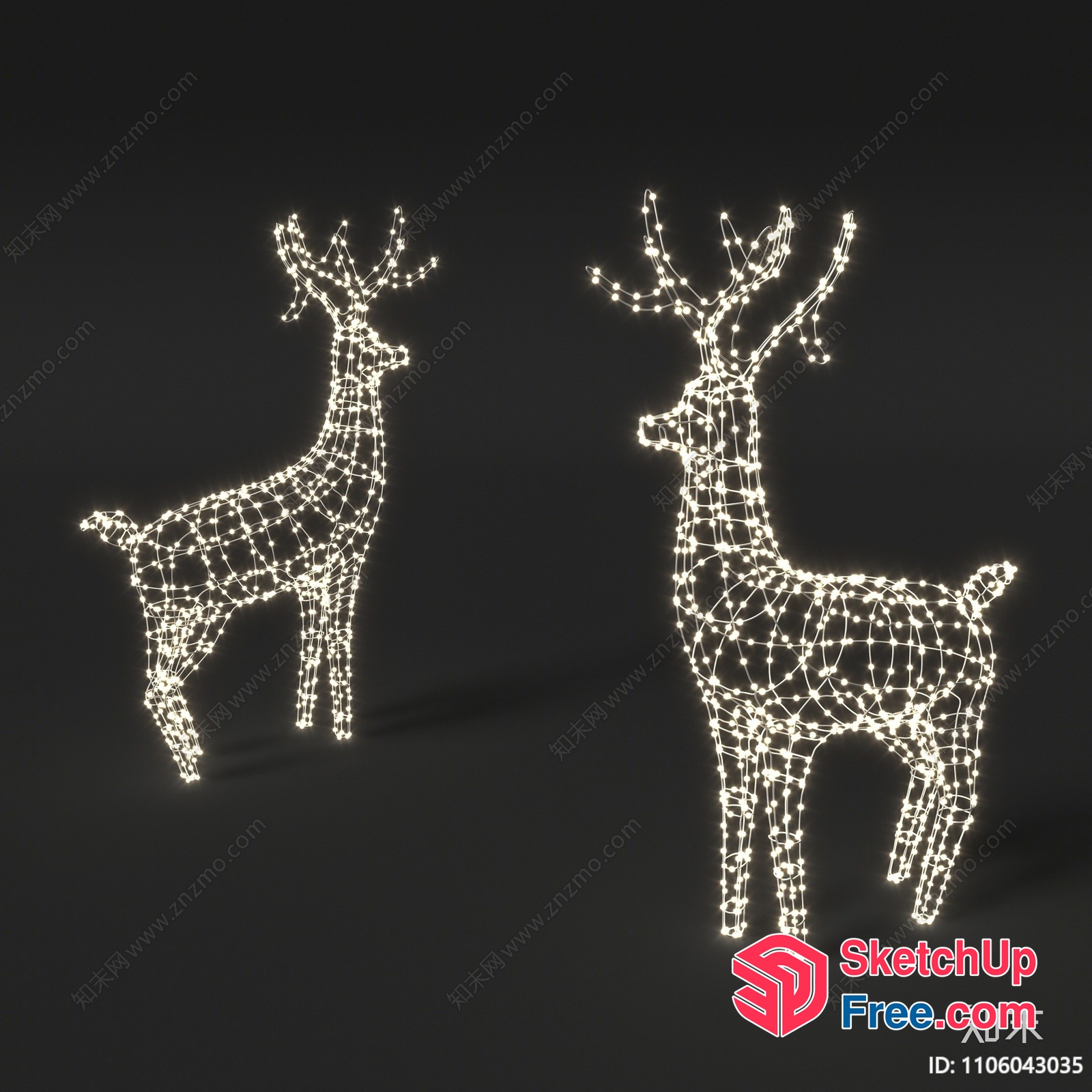 Two Illuminated Deer Sculptures 3D SketchUp File