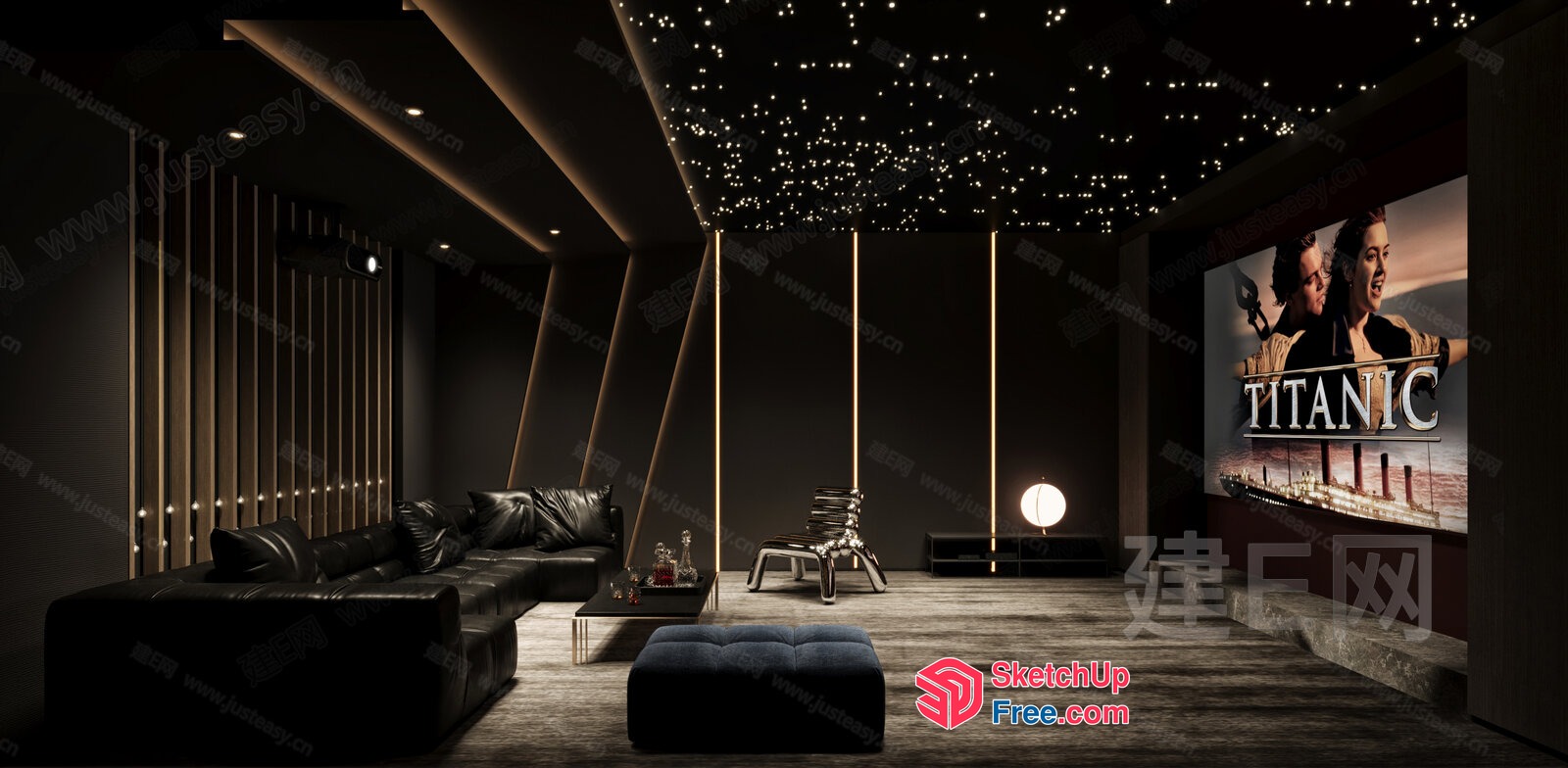 Luxurious Modern Living Room With Titanic Movie Theme 3D SketchUp File