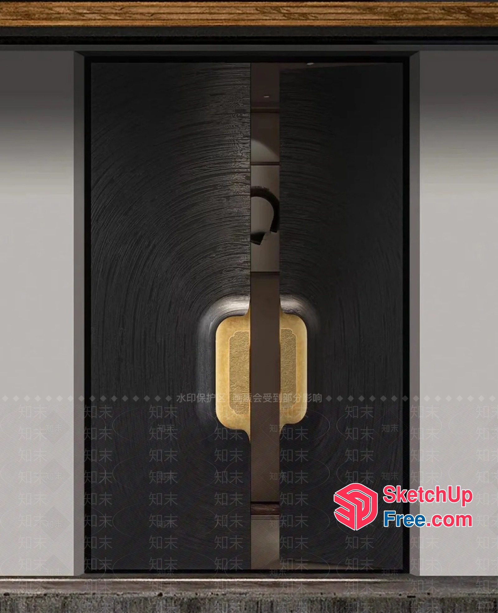 Decorative Door With Gold Accent 3D SketchUp File