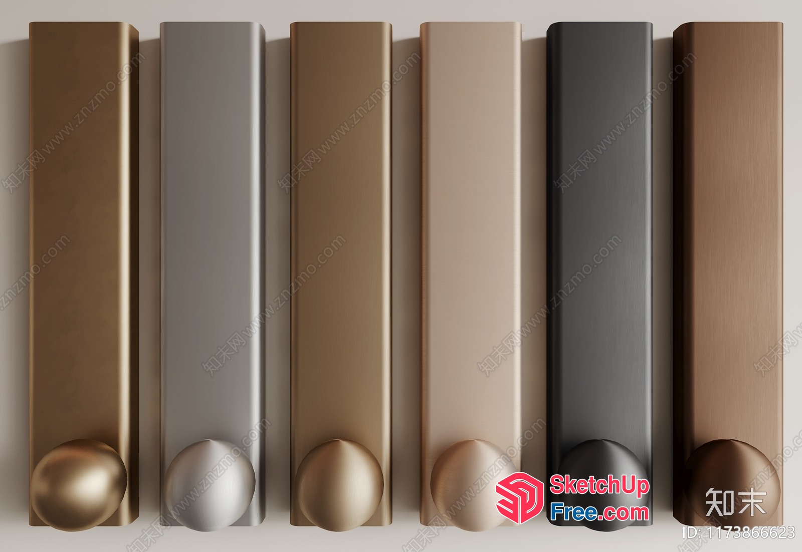 Modern Door Handles In Various Colors 3D SketchUp File