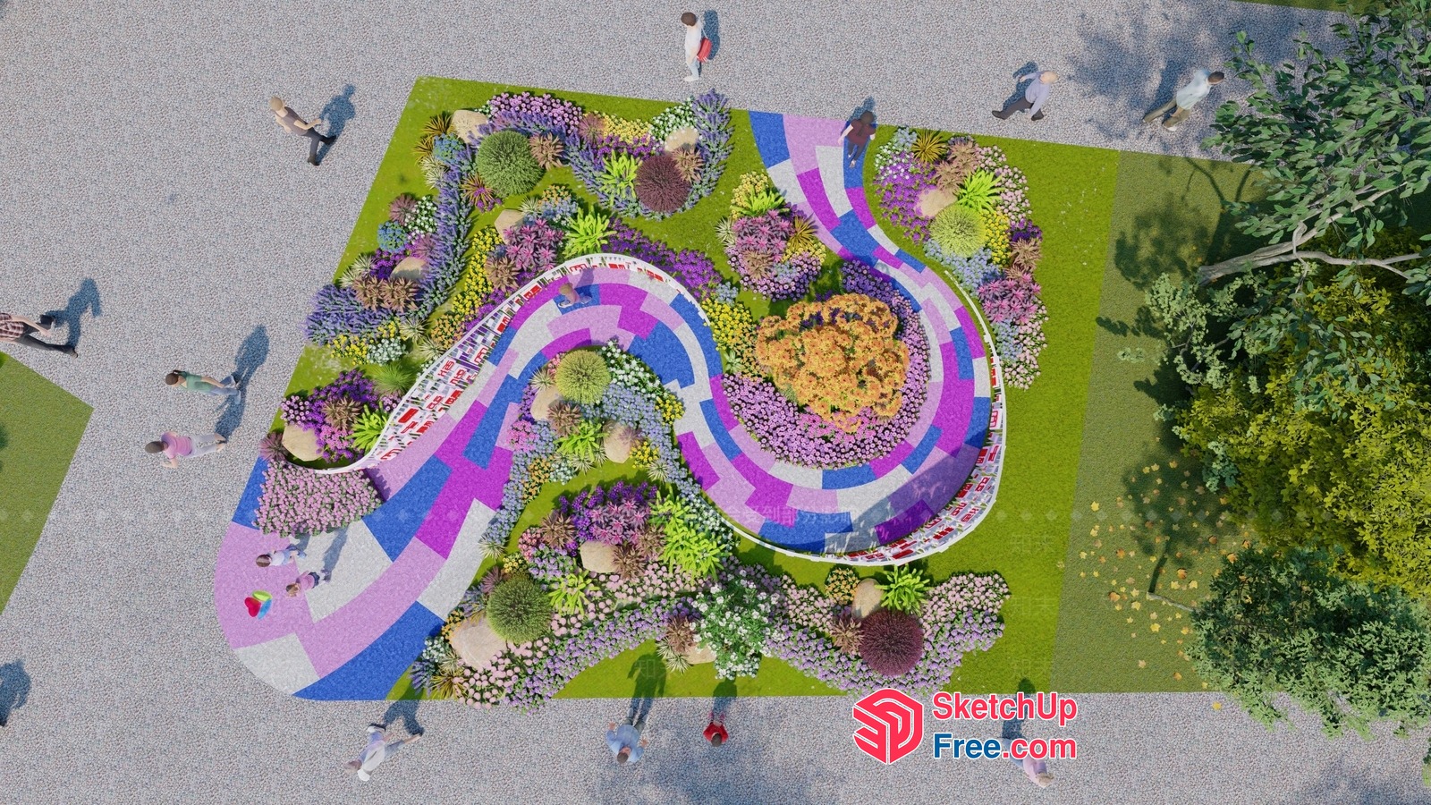 Vibrant Colorful Outdoor Park Design 3D SketchUp File