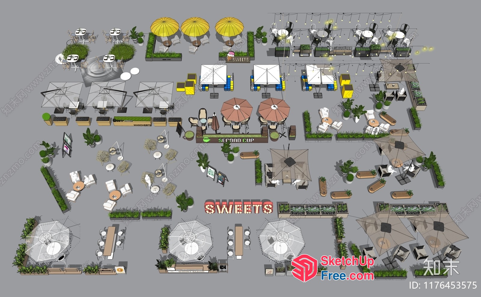 Exterior Decor For A Commercial Street 3D SketchUp File