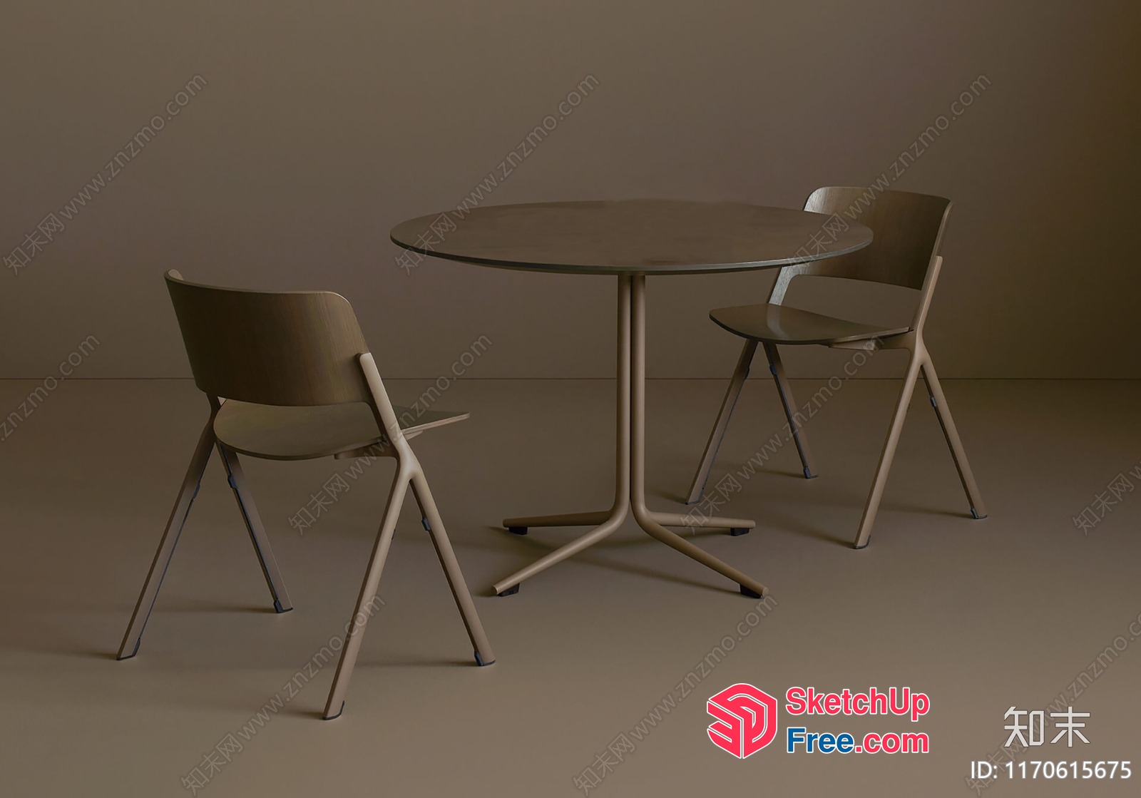 Minimalist Brown Dining Room Furniture 3D SketchUp File