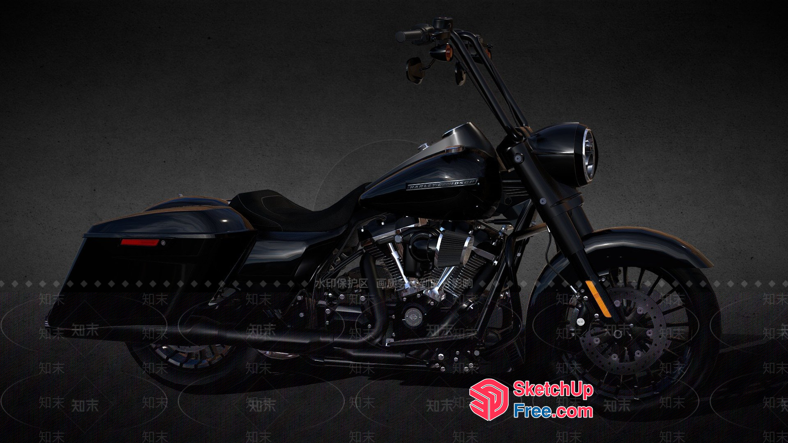 Black Harley Davidson Motorcycle 3D SketchUp File