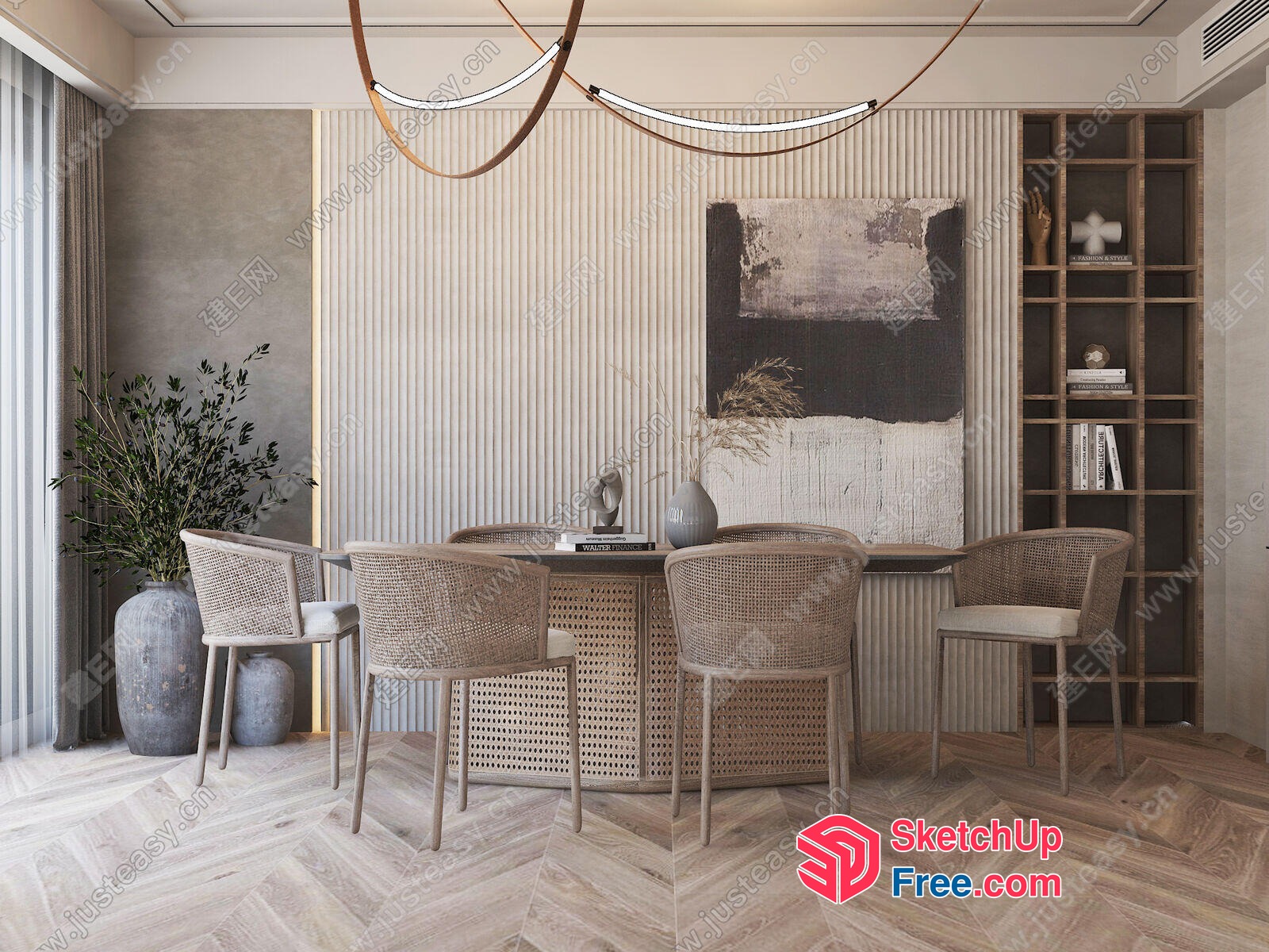 Elegant And Sophisticated Modern Dining Room 3D SketchUp File