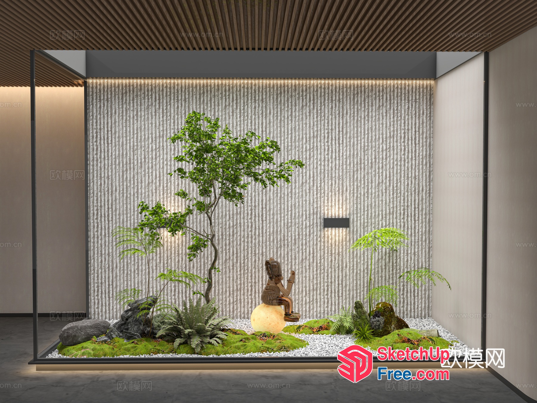 Modern Japanese-Inspired Interior With Natural Elements 3D SketchUp File