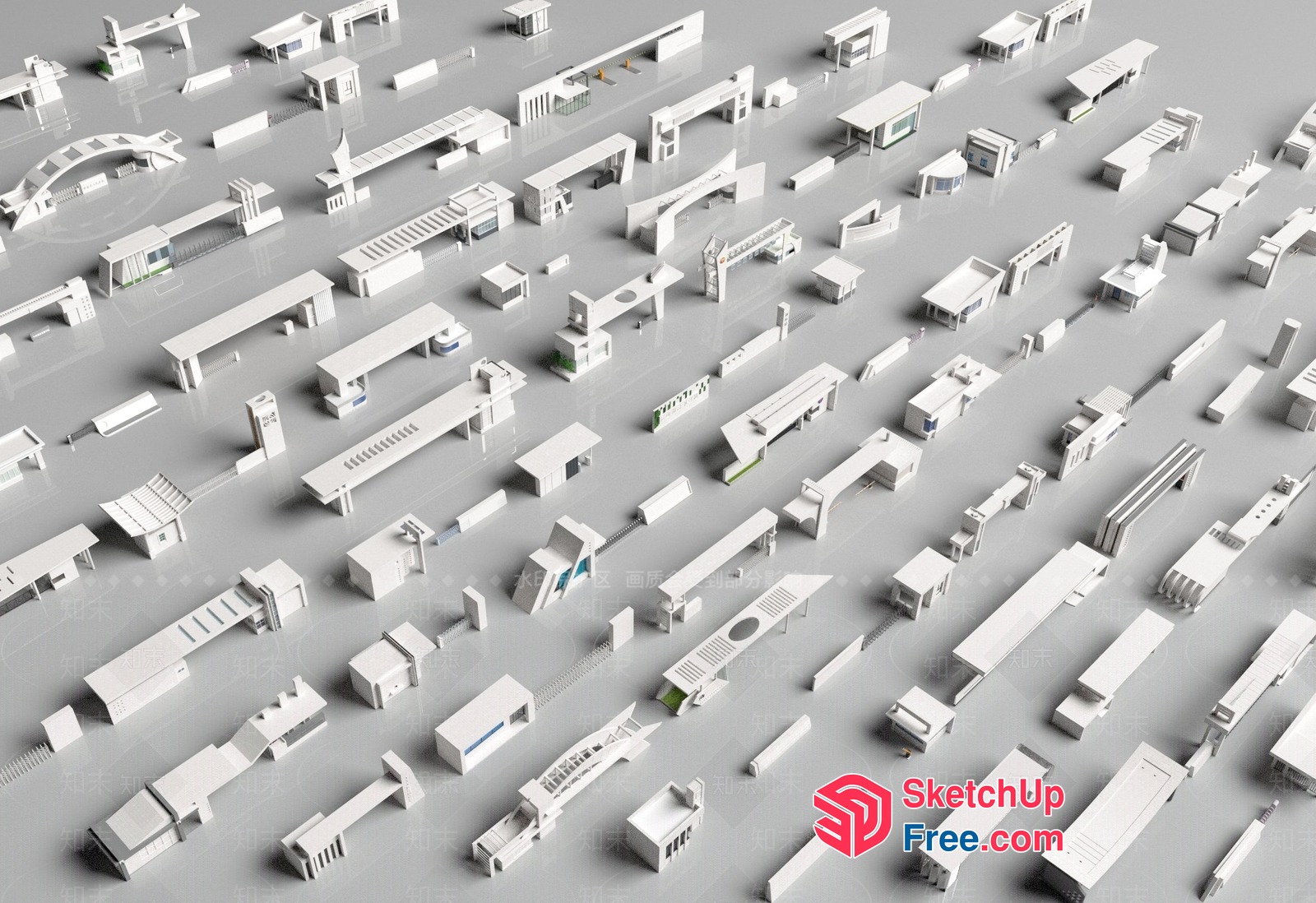 White Modern Building Models 3D SketchUp File