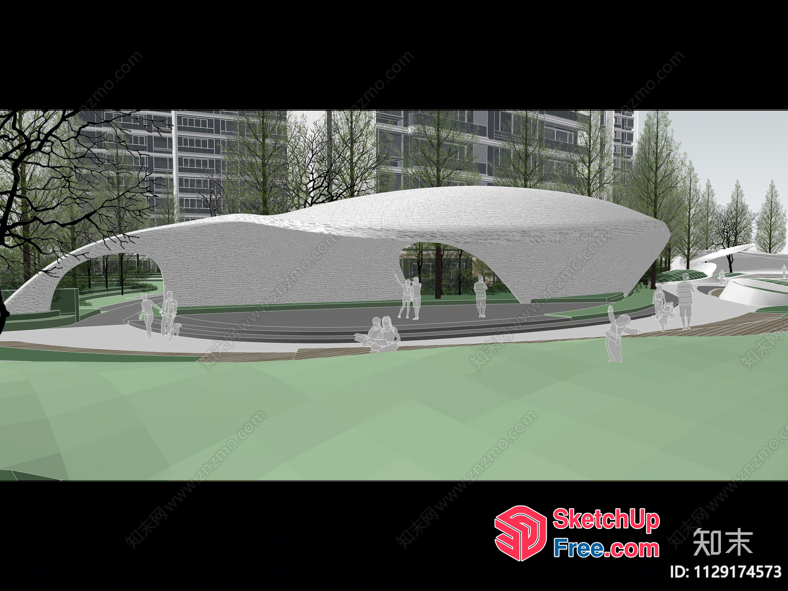 Exterior Decor For Modern Urban Park 3D SketchUp File