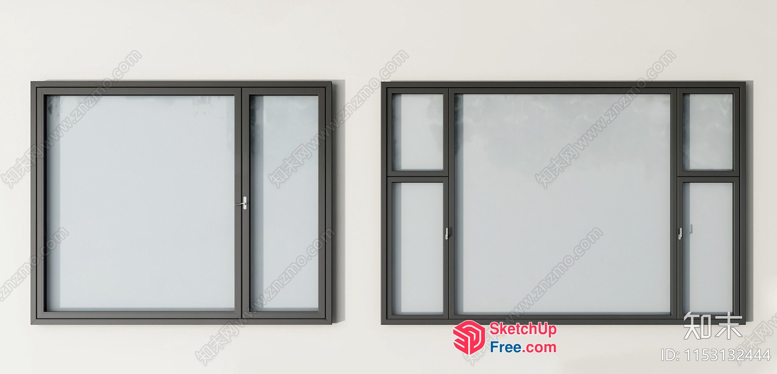 Modern Black Window Frames And Glass Panels 3D SketchUp File