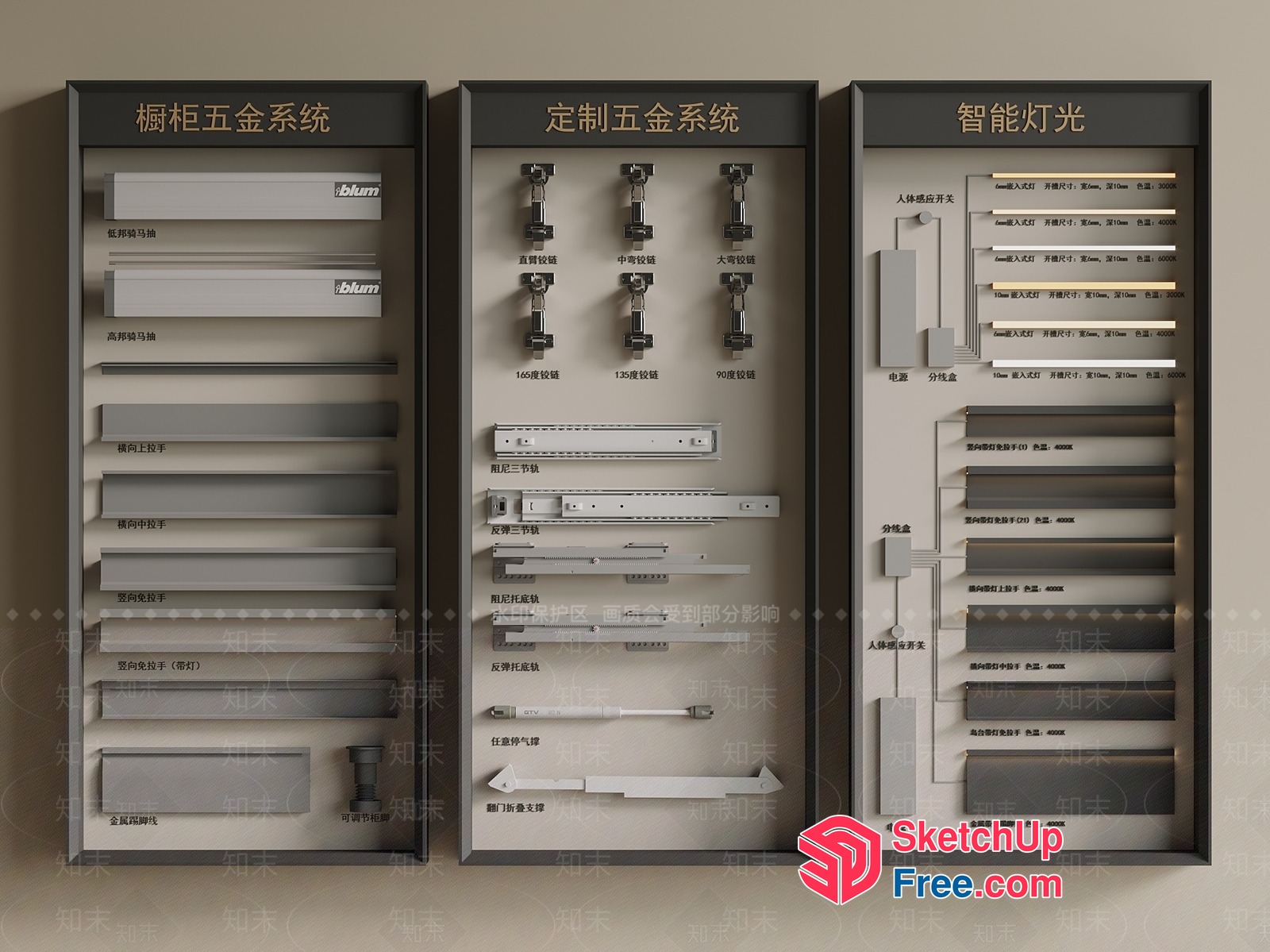 Display Of Various Hardware Options 3D SketchUp File