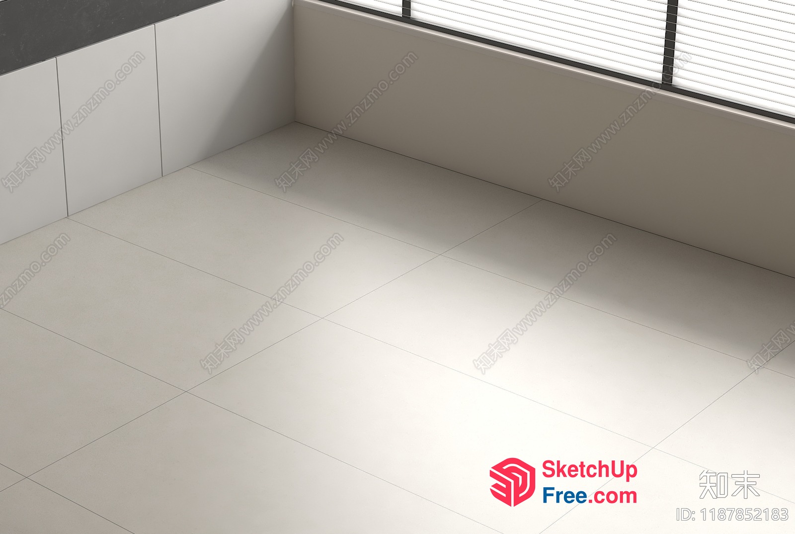 Empty Room With White Tile Flooring 3D SketchUp File
