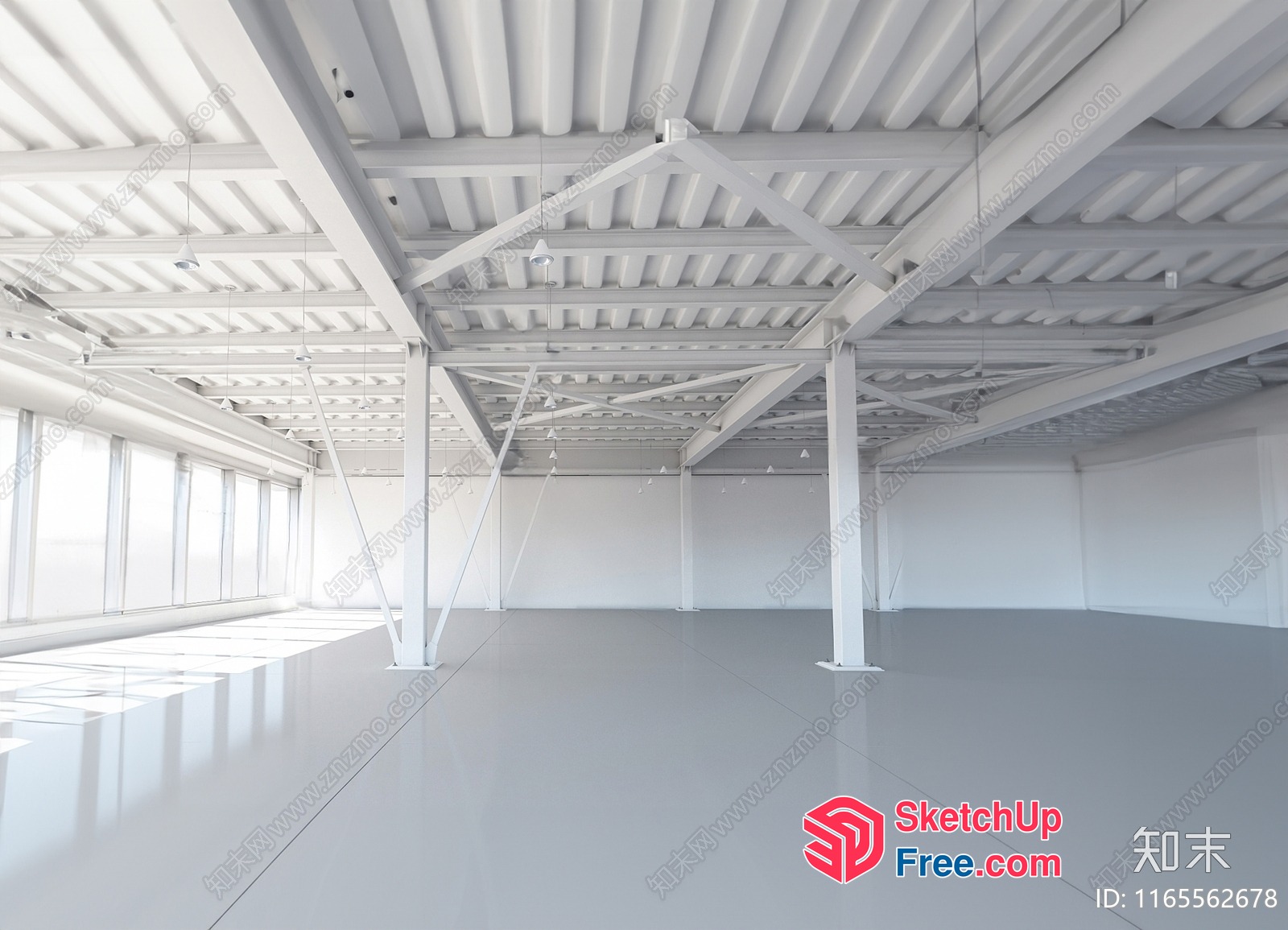 Modern Industrial Style Warehouse Interior 3D SketchUp File