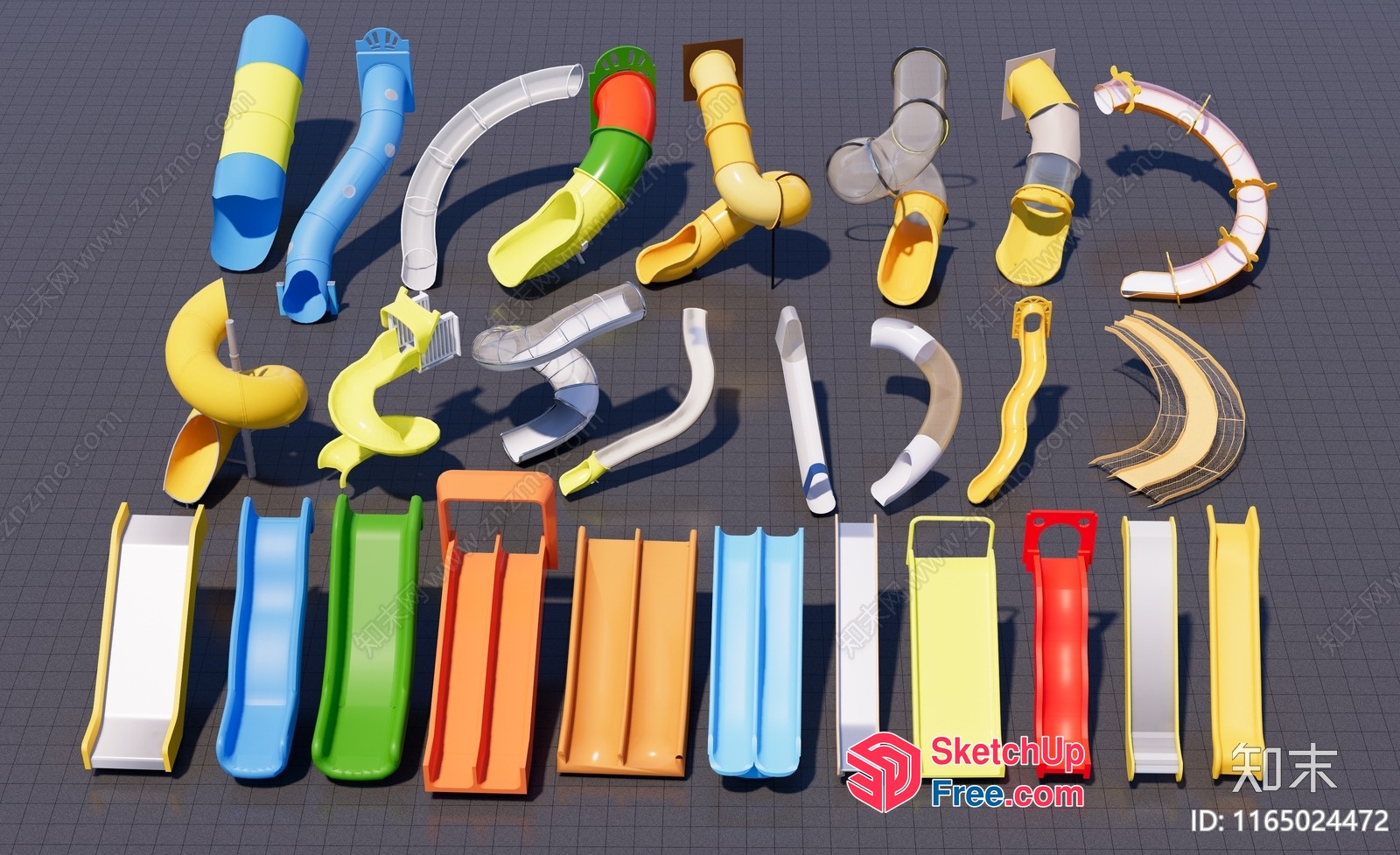 Colorful Plastic Playground Equipment Set 3D SketchUp File
