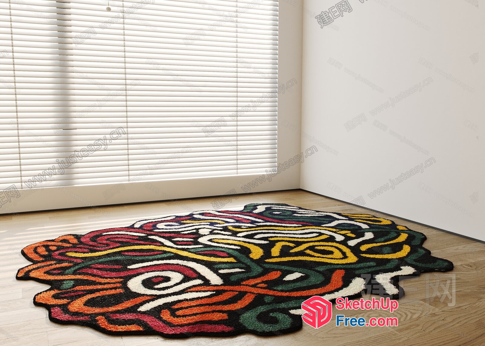 Vibrant Abstract Rug Design 3D SketchUp File