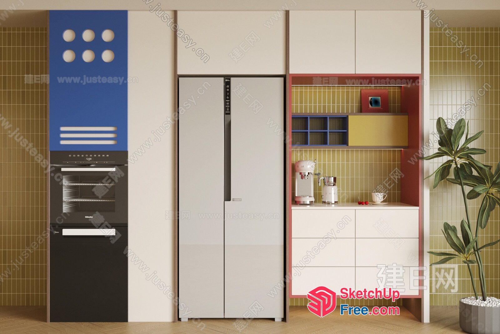 Modern Kitchen Interior With White Cabinets And Appliances 3D SketchUp File
