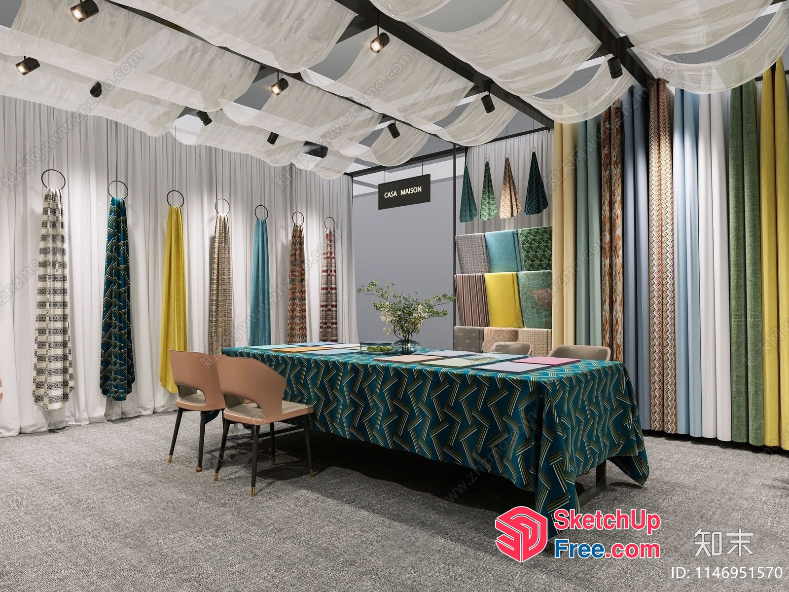 A Display Of Textiles And Furniture 3D SketchUp File