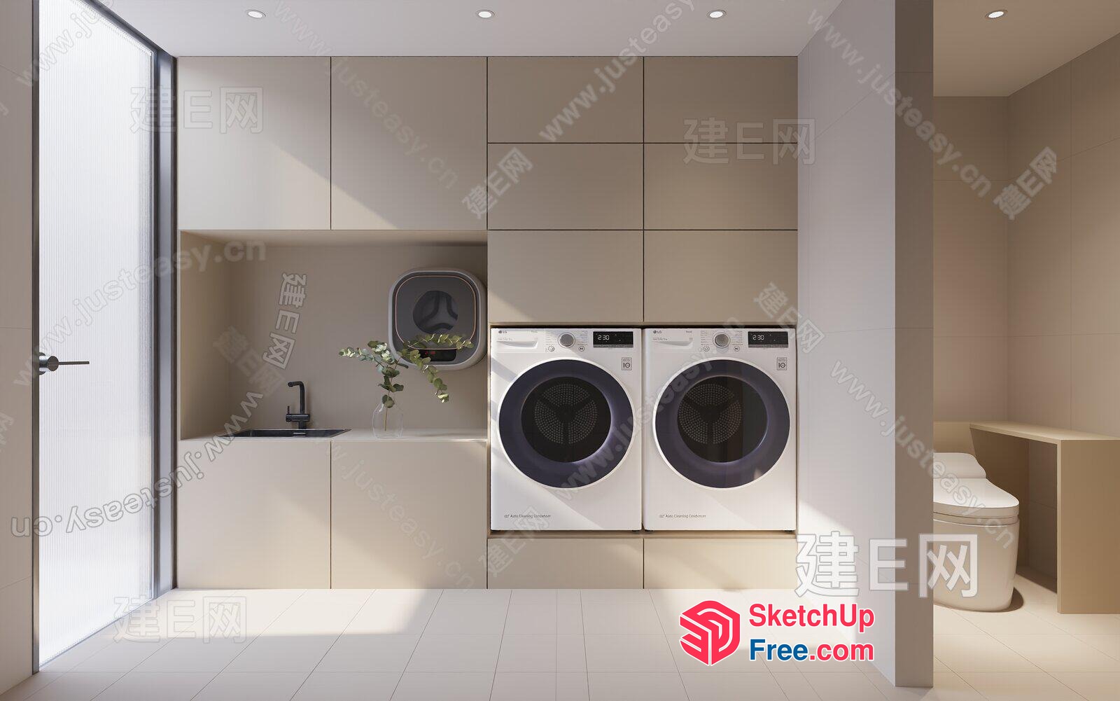 Modern Minimalist Laundry Room 3D SketchUp File