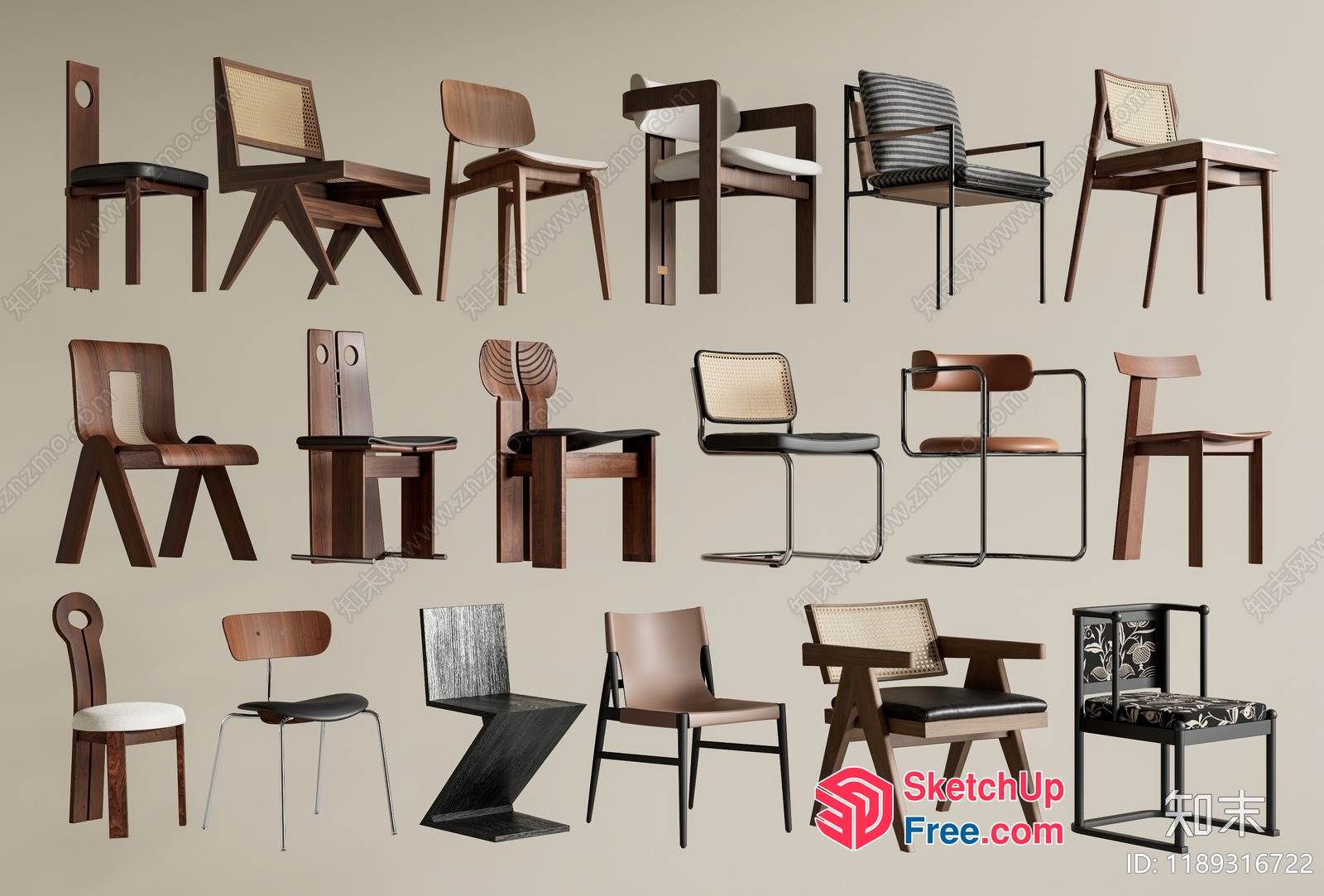 Modern And Vintage Chairs Collection 3D SketchUp File