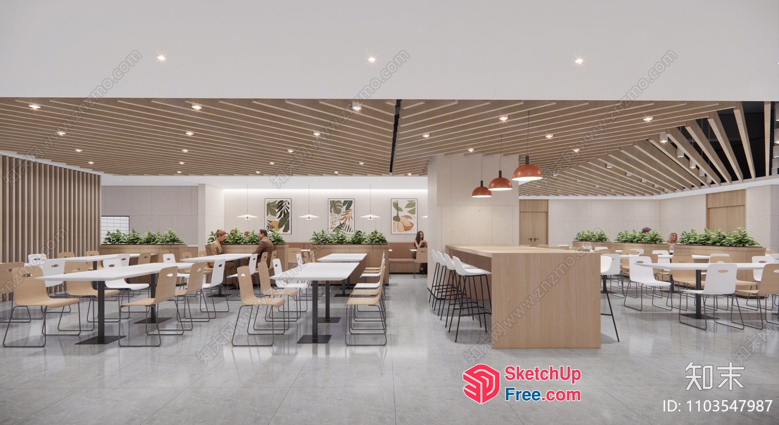 Modern Restaurant Interior With Sleek White And Brown Decor 3D SketchUp File