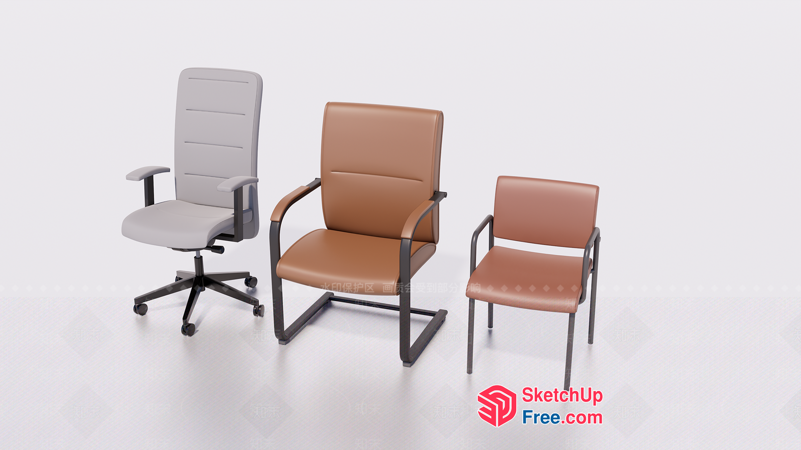 Office Chairs In Neutral Colors 3D SketchUp File