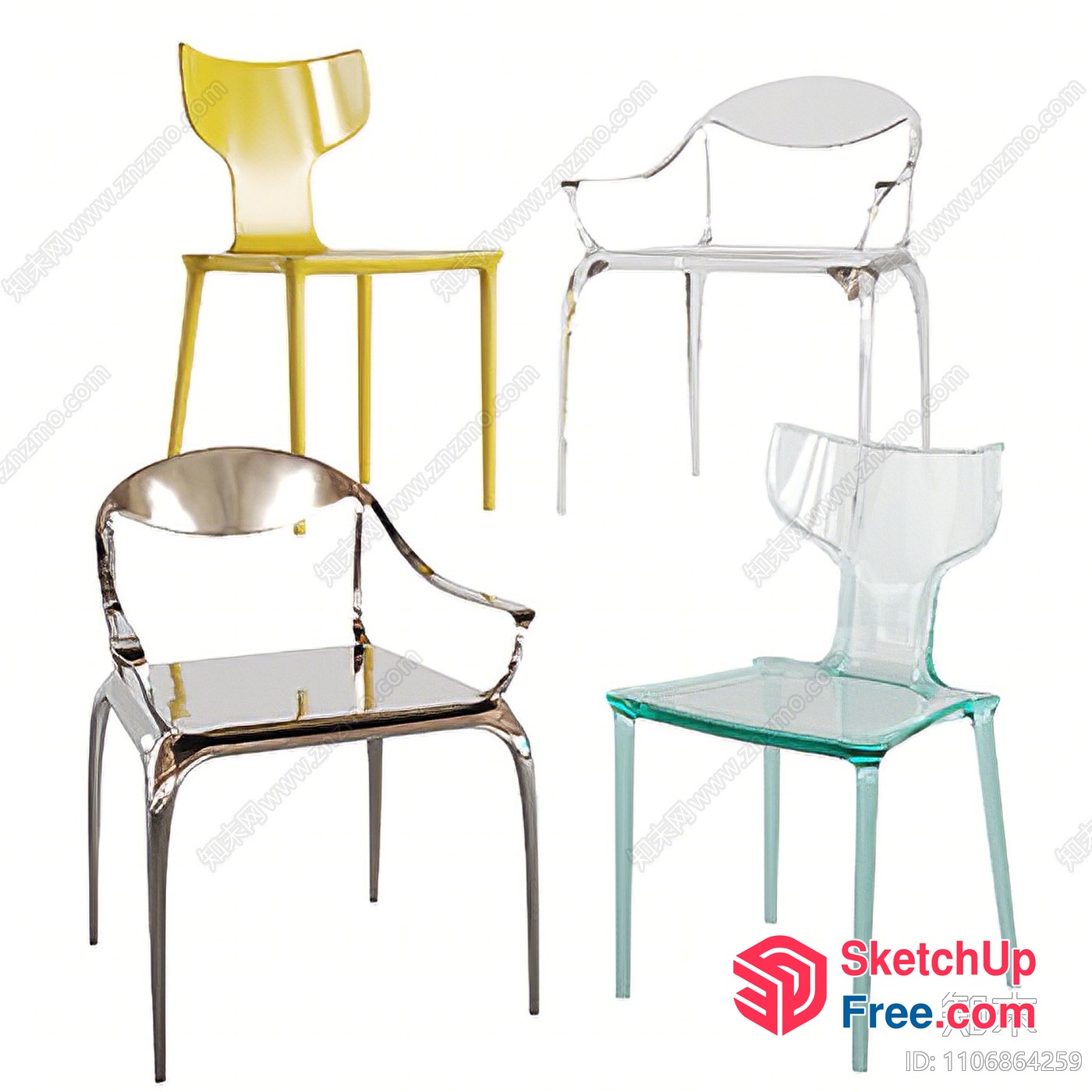 Transparent And Polished Chair Collection 3D SketchUp File