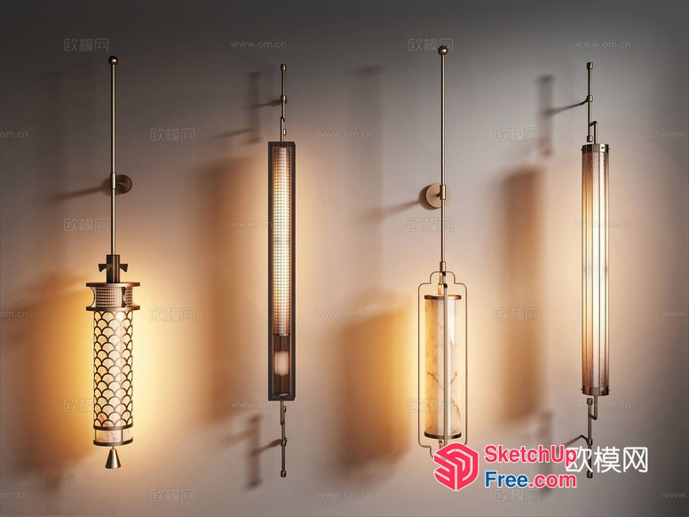 Elegant Hanging Light Fixtures With Glass And Metal Accents 3D SketchUp File