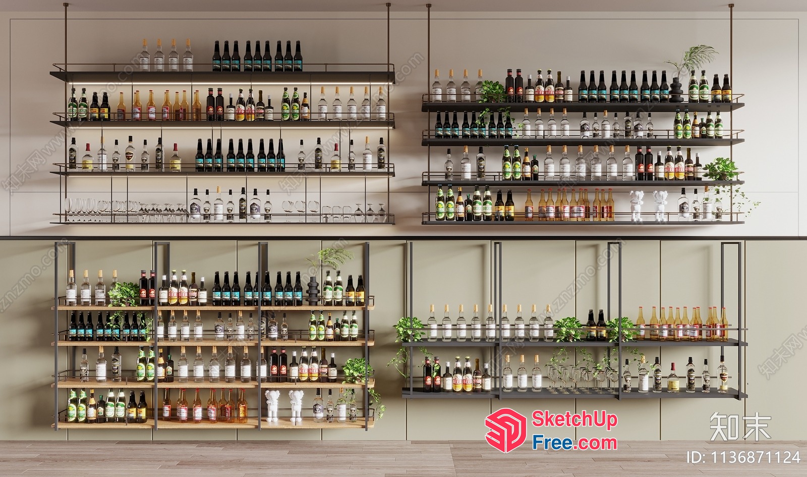 Modern Bar Shelving And Storage Solutions 3D SketchUp File