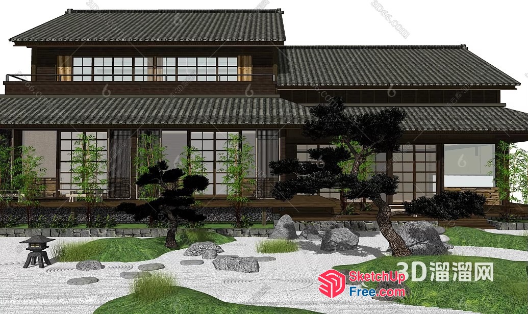 Japanese-Style Villa With Serene Garden 3D SketchUp File