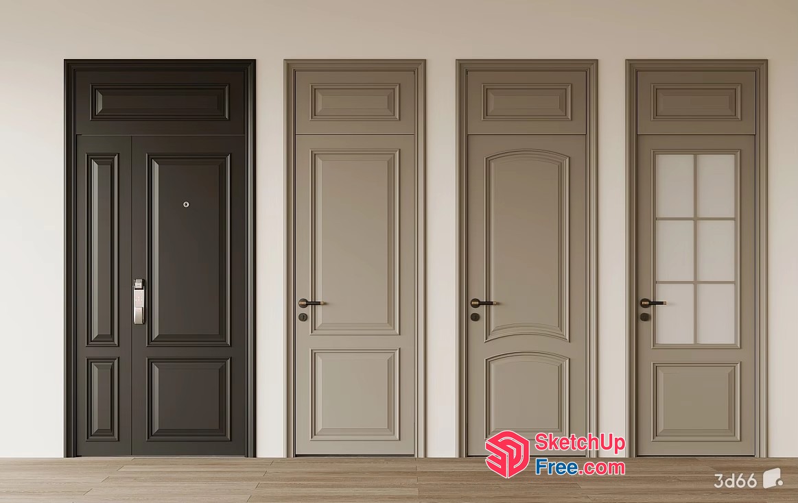 Four Doors In A Row 3D SketchUp File
