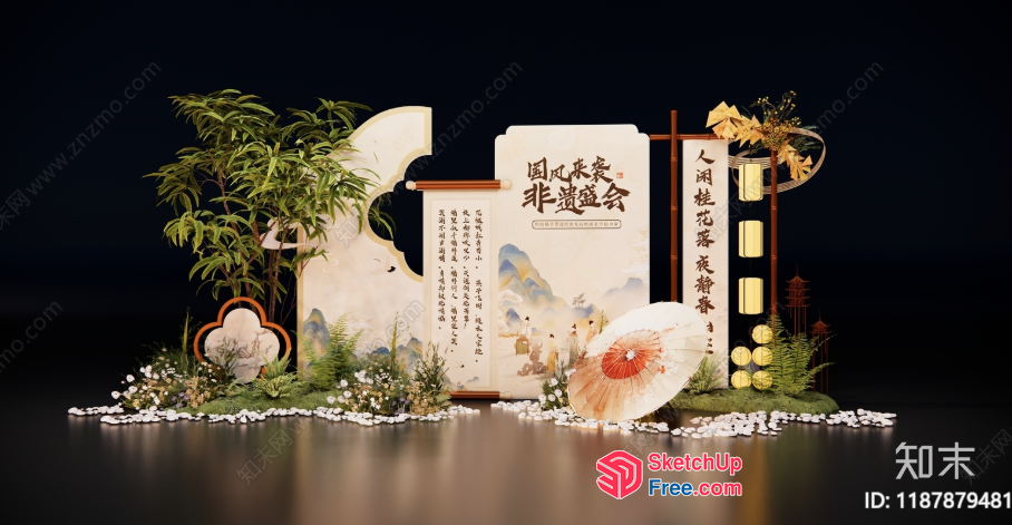 Asian-Inspired Decorative Display 3D SketchUp File