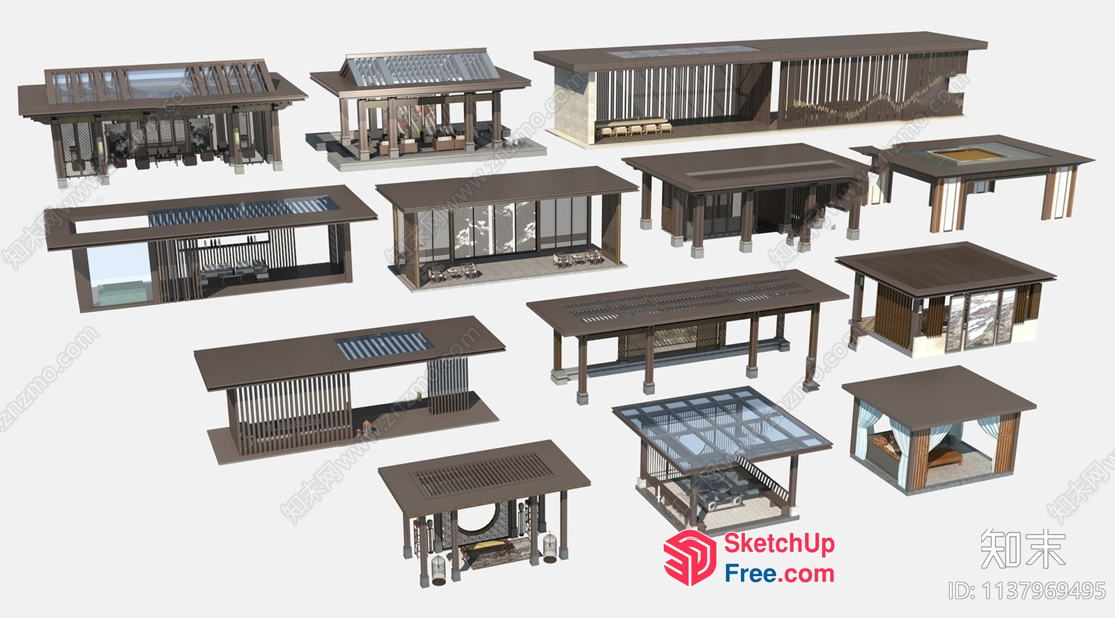 Exterior Japanese Style Pavilion Collection 3D SketchUp File